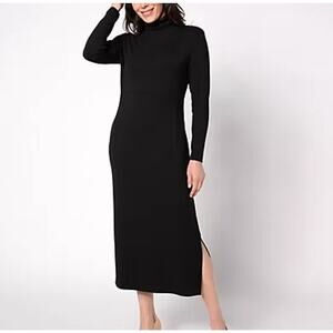 NWT Women with Control Jersey Tummy Control Midi Dress XL Black